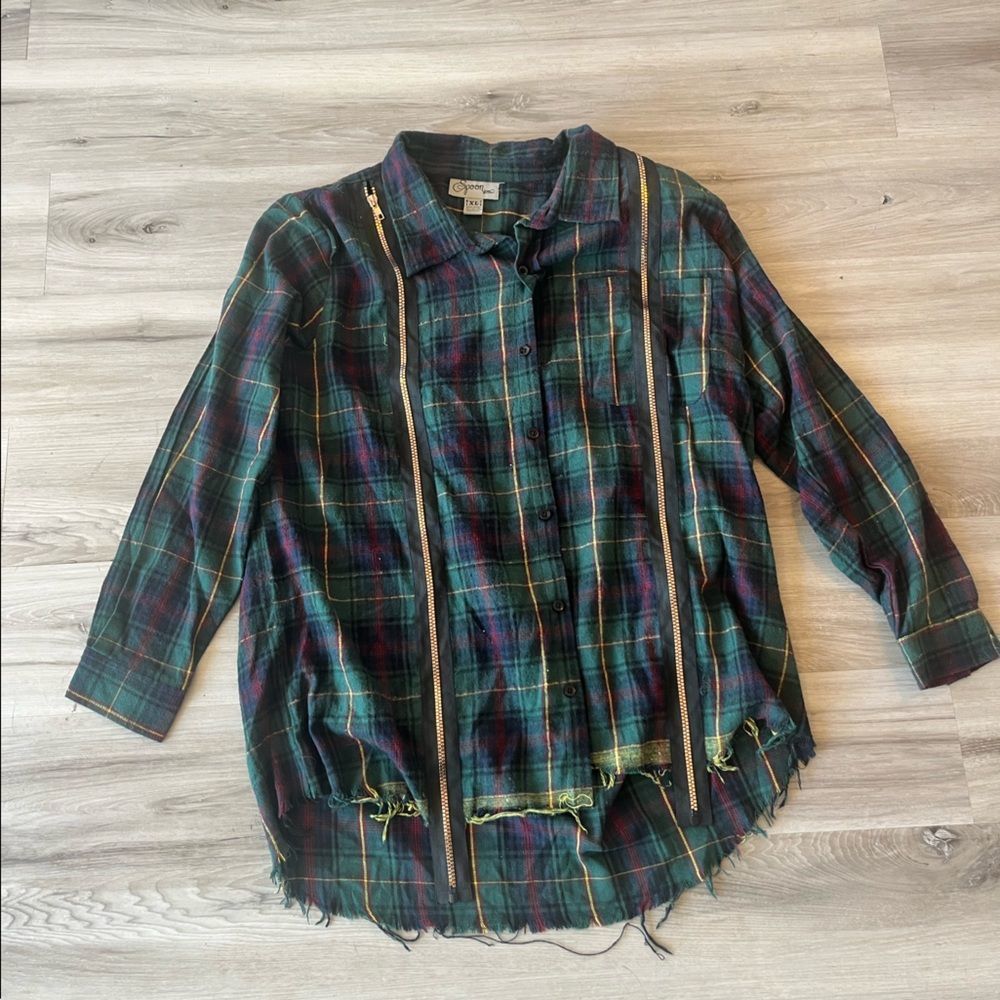 Spoon Jeans XL Plaid Front Zipper Button Up
